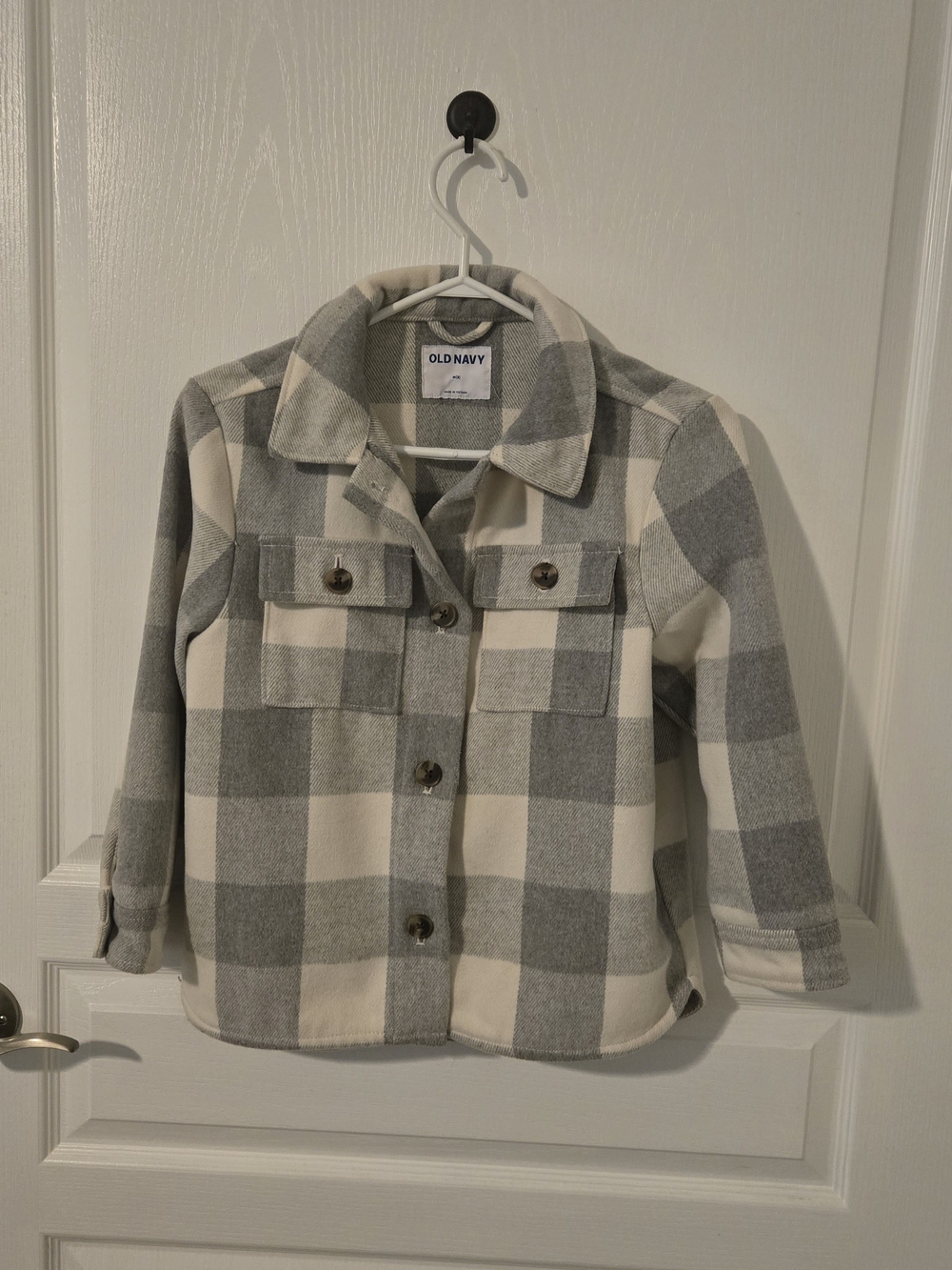 Old Navy Kids' Gray & Cream Plaid Button-Up Jacket